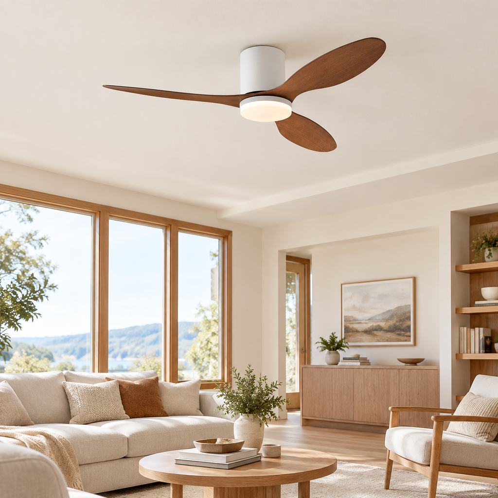 25/42/52Inch Ultra-Thin DC Ceiling Fan with Remote - 6-Speed Silent 3 Blades, Ideal for Low Ceilings & Minim Spaces Energy - Salon