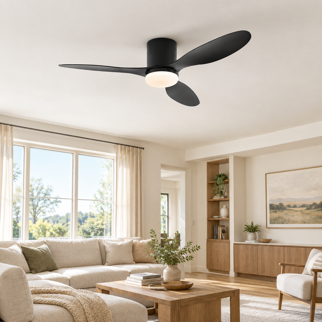 25/42/52Inch Ultra-Thin DC Ceiling Fan with Remote - 6-Speed Silent 3 Blades, Ideal for Low Ceilings & Minim Spaces Energy - Salon
