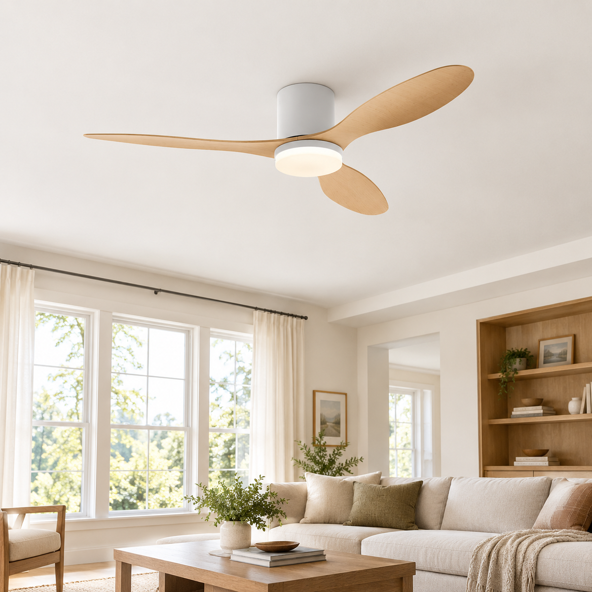 25/42/52Inch Ultra-Thin DC Ceiling Fan with Remote - 6-Speed Silent 3 Blades, Ideal for Low Ceilings & Minim Spaces Energy - Salon