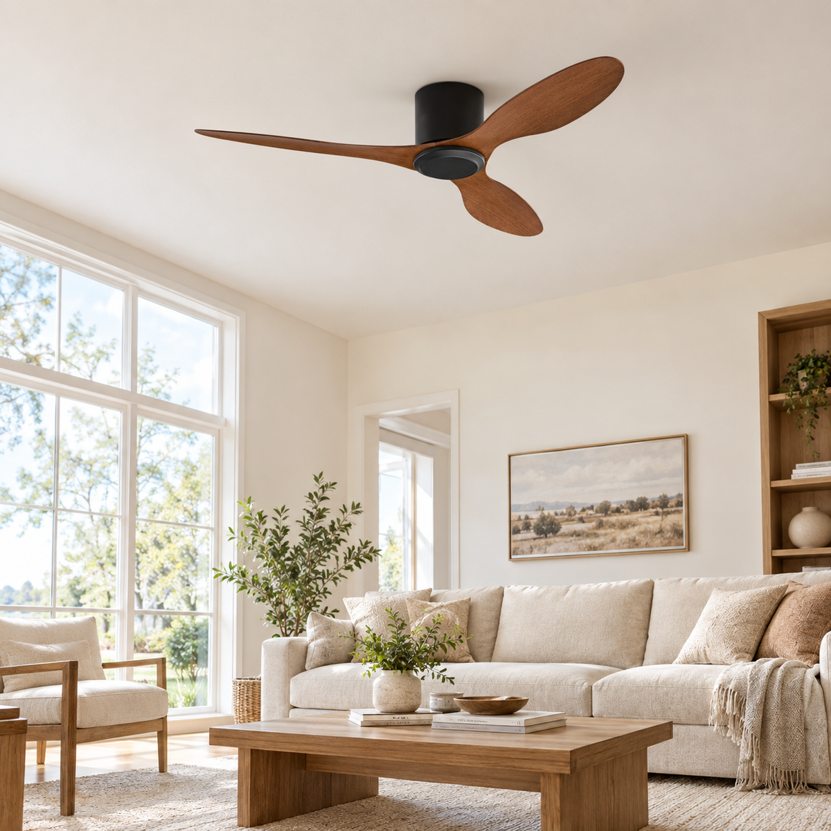 25/42/52Inch Ultra-Thin DC Ceiling Fan with Remote - 6-Speed Silent 3 Blades, Ideal for Low Ceilings & Minim Spaces Energy - Image 1 Image