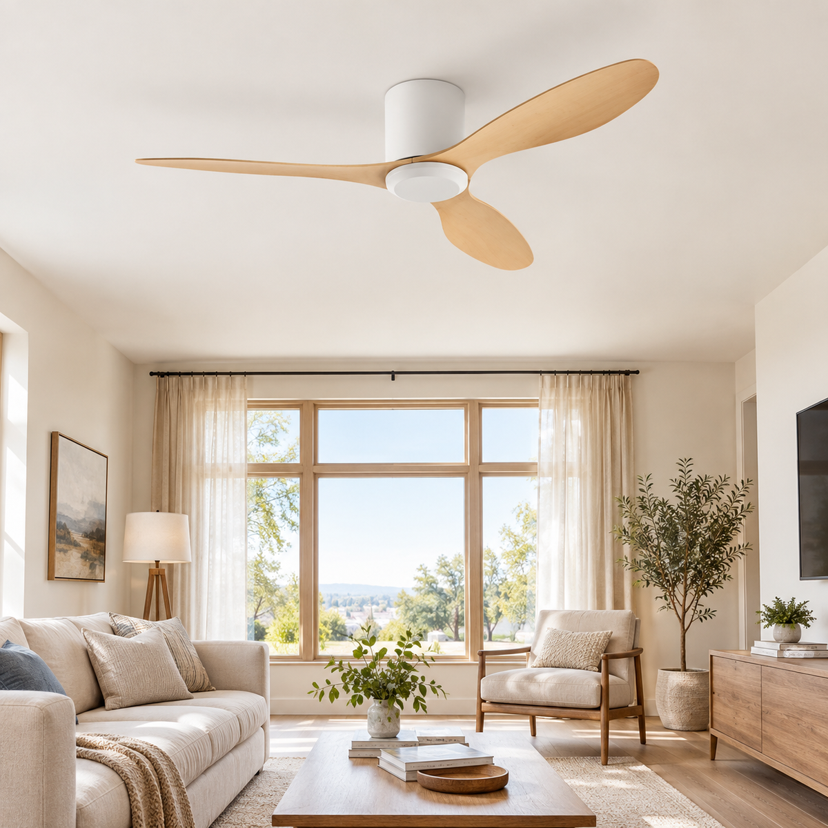 25/42/52Inch Ultra-Thin DC Ceiling Fan with Remote - 6-Speed Silent 3 Blades, Ideal for Low Ceilings & Minim Spaces Energy - Salon