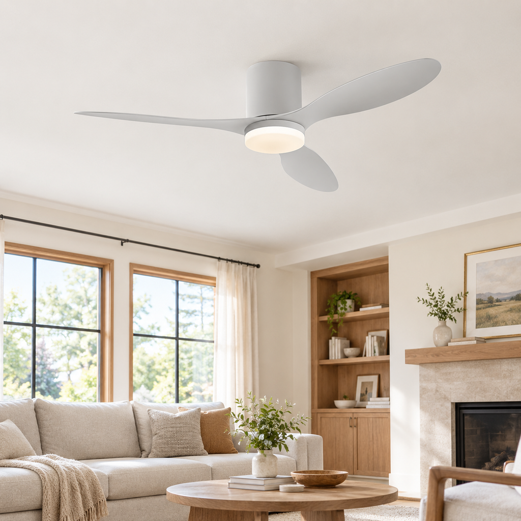 25/42/52Inch Ultra-Thin DC Ceiling Fan with Remote - 6-Speed Silent 3 Blades, Ideal for Low Ceilings & Minim Spaces Energy - Salon