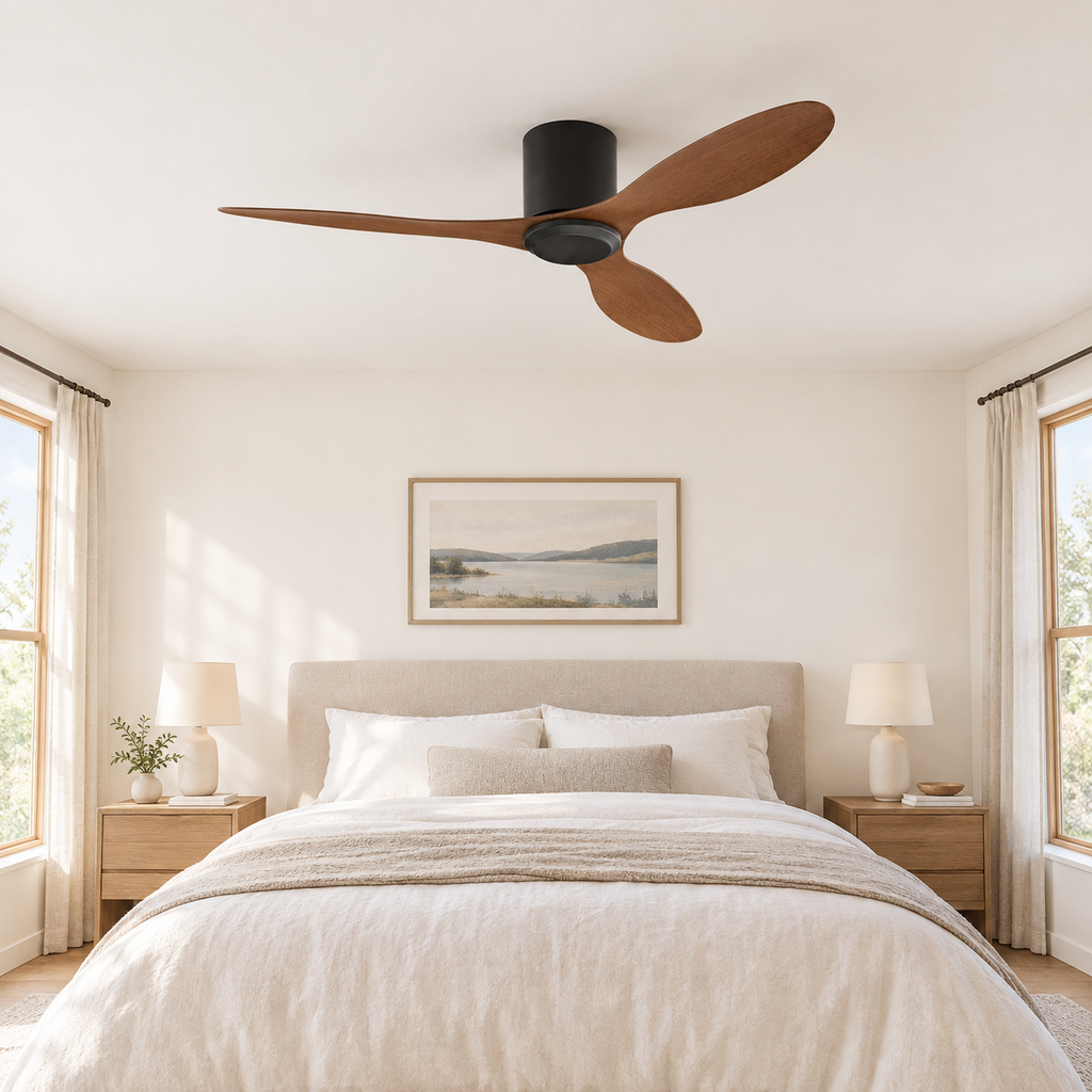 25/42/52Inch Ultra-Thin DC Ceiling Fan with Remote - 6-Speed Silent 3 Blades, Ideal for Low Ceilings & Minim Spaces Energy - Chambre