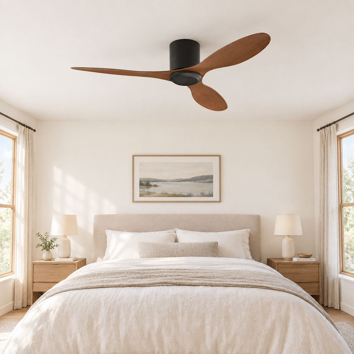 25/42/52Inch Ultra-Thin DC Ceiling Fan with Remote - 6-Speed Silent 3 Blades, Ideal for Low Ceilings & Minim Spaces Energy - Chambre