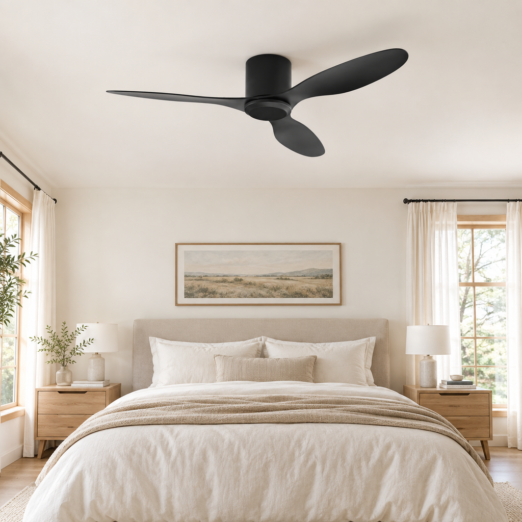 25/42/52Inch Ultra-Thin DC Ceiling Fan with Remote - 6-Speed Silent 3 Blades, Ideal for Low Ceilings & Minim Spaces Energy - Chambre
