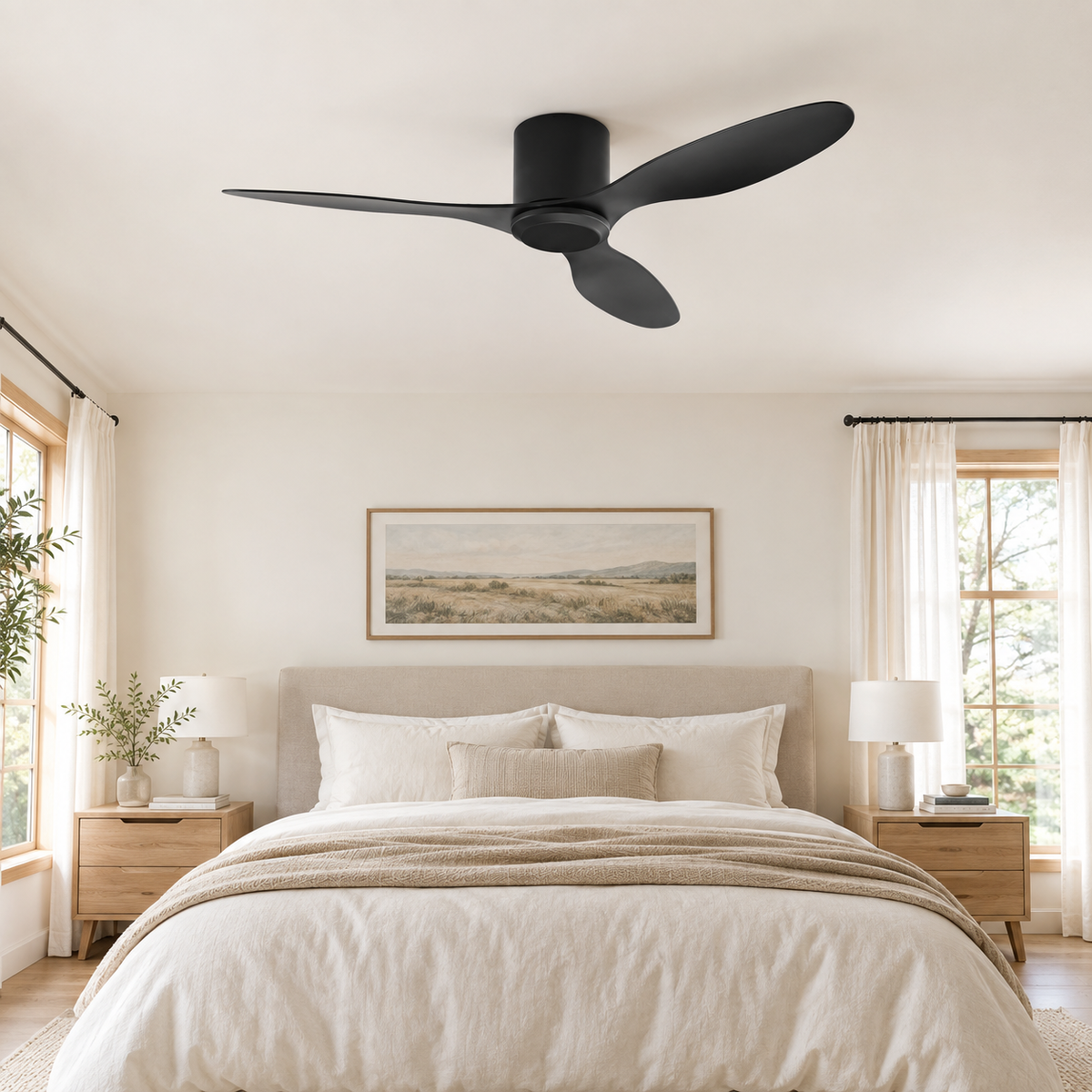 25/42/52Inch Ultra-Thin DC Ceiling Fan with Remote - 6-Speed Silent 3 Blades, Ideal for Low Ceilings & Minim Spaces Energy - Chambre