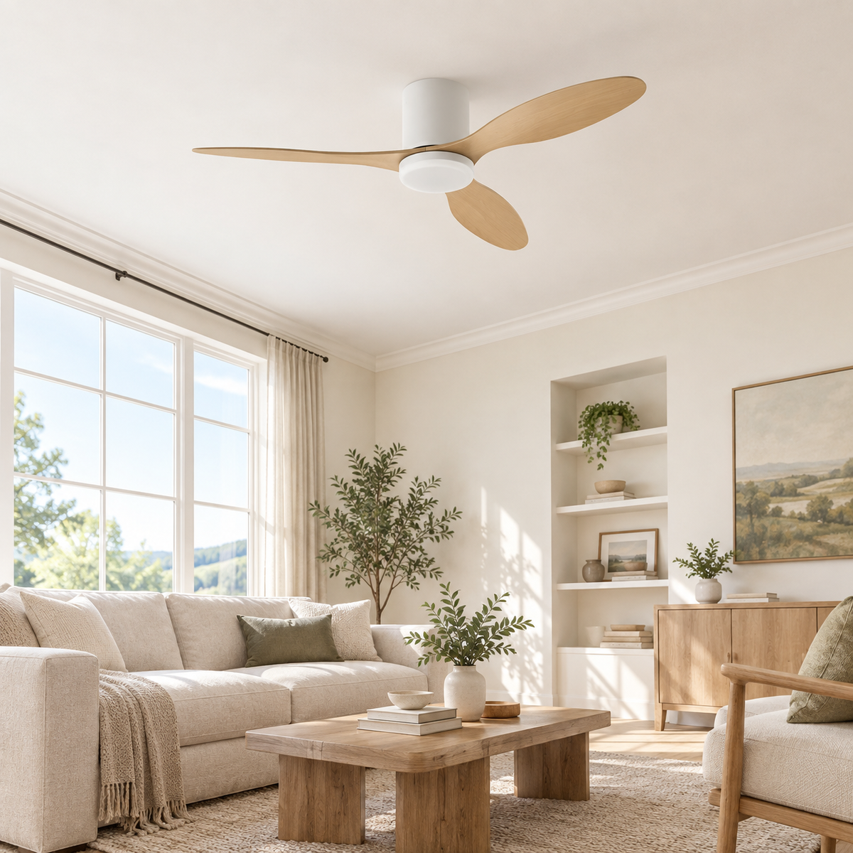 25/42/52Inch Ultra-Thin DC Ceiling Fan with Remote - 6-Speed Silent 3 Blades, Ideal for Low Ceilings & Minim Spaces Energy - Image 1 Image