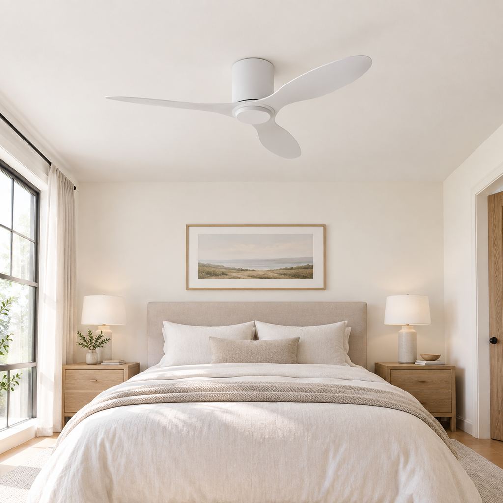 25/42/52Inch Ultra-Thin DC Ceiling Fan with Remote - 6-Speed Silent 3 Blades, Ideal for Low Ceilings & Minim Spaces Energy - Chambre