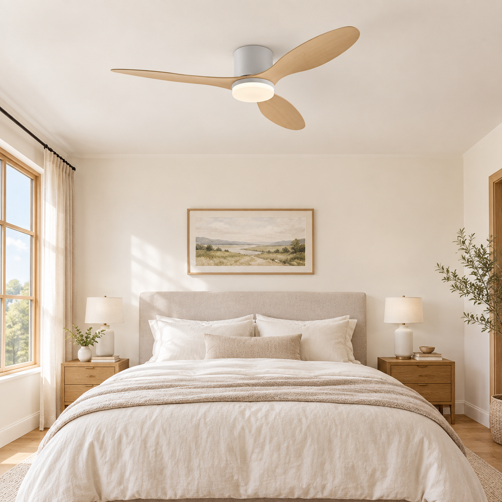 25/42/52Inch Ultra-Thin DC Ceiling Fan with Remote - 6-Speed Silent 3 Blades, Ideal for Low Ceilings & Minim Spaces Energy - Chambre