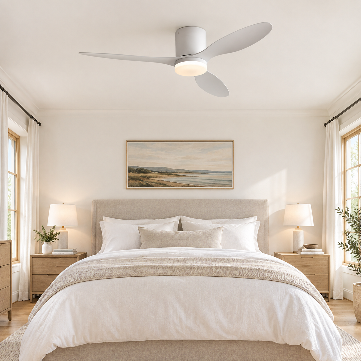 25/42/52Inch Ultra-Thin DC Ceiling Fan with Remote - 6-Speed Silent 3 Blades, Ideal for Low Ceilings & Minim Spaces Energy - Chambre