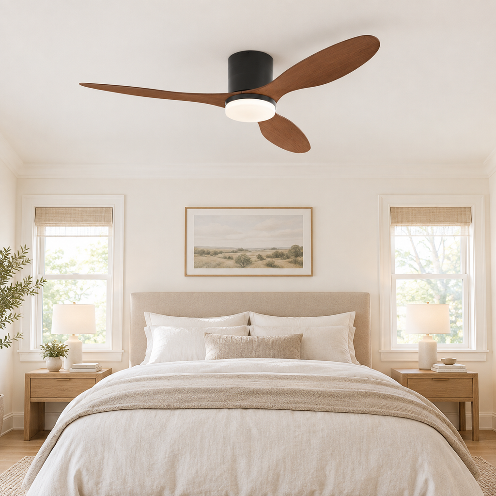 25/42/52Inch Ultra-Thin DC Ceiling Fan with Remote - 6-Speed Silent 3 Blades, Ideal for Low Ceilings & Minim Spaces Energy - Chambre