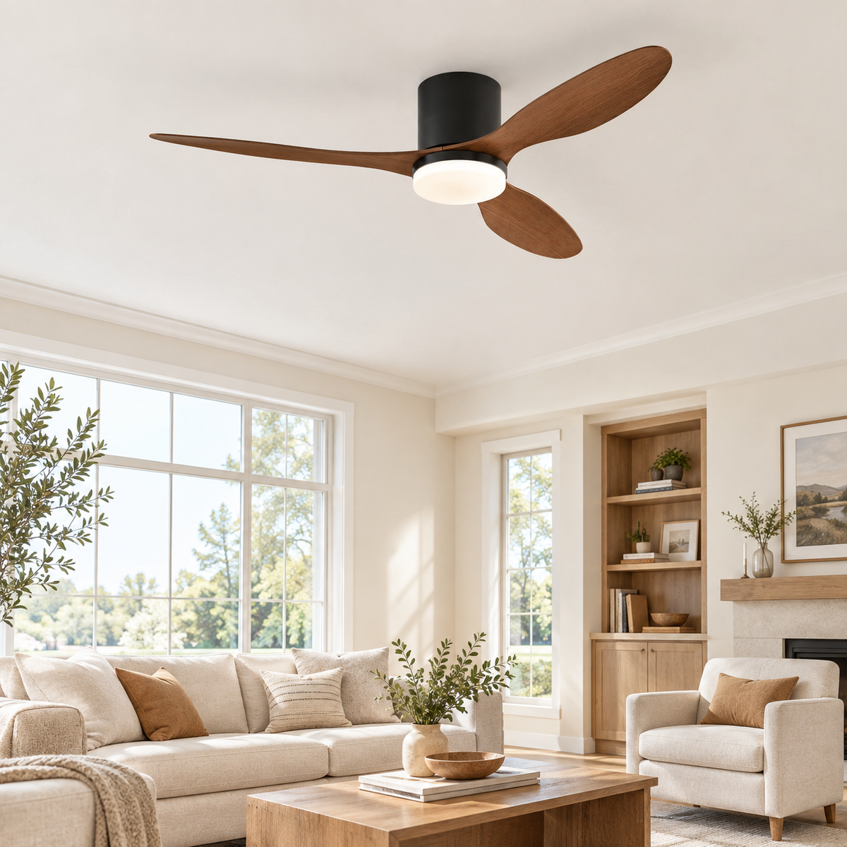 25/42/52Inch Ultra-Thin DC Ceiling Fan with Remote - 6-Speed Silent 3 Blades, Ideal for Low Ceilings & Minim Spaces Energy - Salon