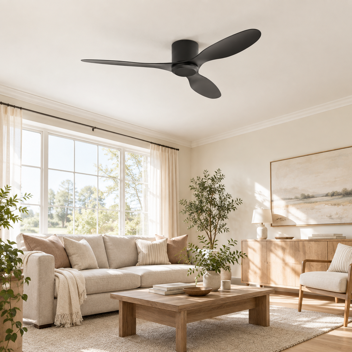 25/42/52Inch Ultra-Thin DC Ceiling Fan with Remote - 6-Speed Silent 3 Blades, Ideal for Low Ceilings & Minim Spaces Energy - Image 1 Image