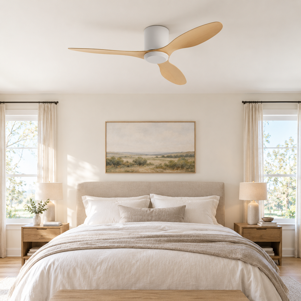 25/42/52Inch Ultra-Thin DC Ceiling Fan with Remote - 6-Speed Silent 3 Blades, Ideal for Low Ceilings & Minim Spaces Energy - Chambre