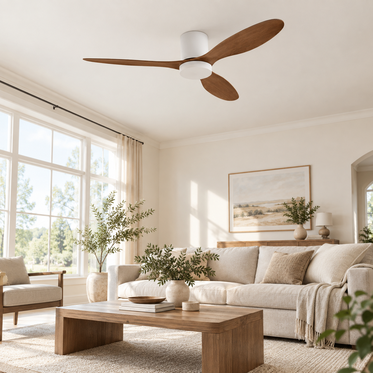 25/42/52Inch Ultra-Thin DC Ceiling Fan with Remote - 6-Speed Silent 3 Blades, Ideal for Low Ceilings & Minim Spaces Energy - Image 1 Image