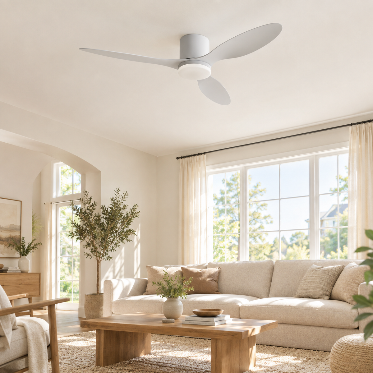 25/42/52Inch Ultra-Thin DC Ceiling Fan with Remote - 6-Speed Silent 3 Blades, Ideal for Low Ceilings & Minim Spaces Energy - Image 1 Image