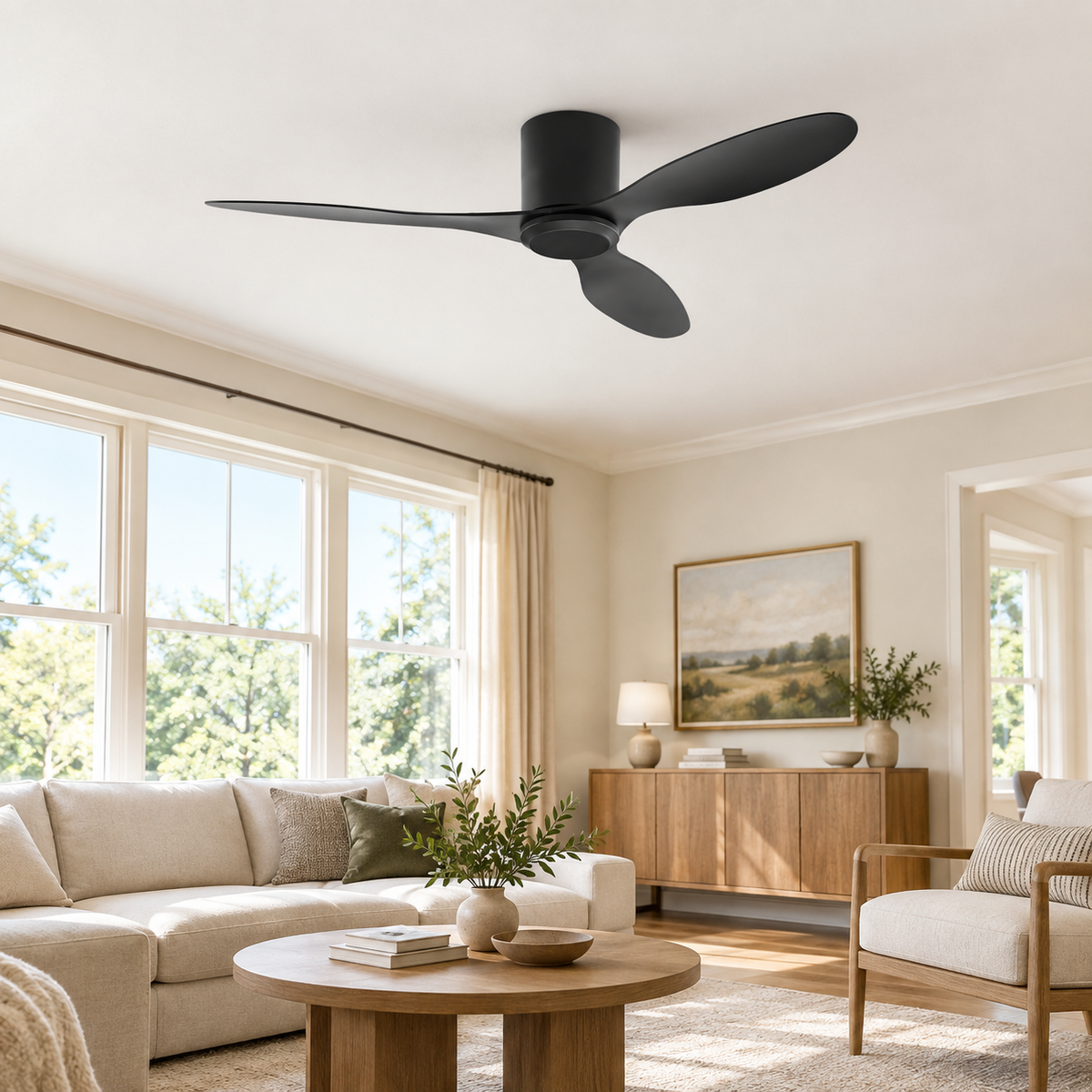 25/42/52Inch Ultra-Thin DC Ceiling Fan with Remote - 6-Speed Silent 3 Blades, Ideal for Low Ceilings & Minim Spaces Energy - Salon
