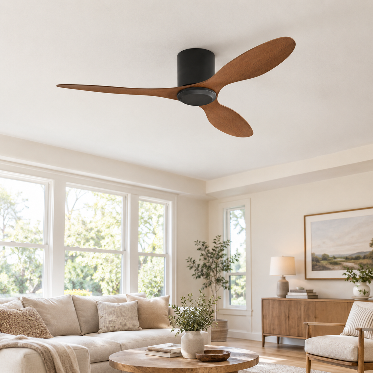25/42/52Inch Ultra-Thin DC Ceiling Fan with Remote - 6-Speed Silent 3 Blades, Ideal for Low Ceilings & Minim Spaces Energy - Salon