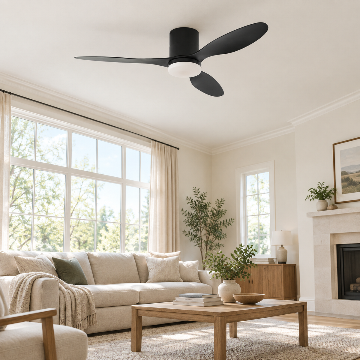 25/42/52Inch Ultra-Thin DC Ceiling Fan with Remote - 6-Speed Silent 3 Blades, Ideal for Low Ceilings & Minim Spaces Energy - Image 1 Image