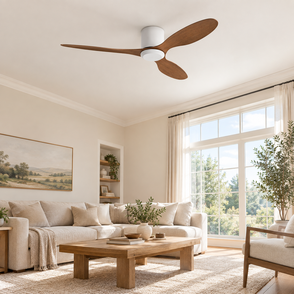 25/42/52Inch Ultra-Thin DC Ceiling Fan with Remote - 6-Speed Silent 3 Blades, Ideal for Low Ceilings & Minim Spaces Energy - Image 1 Image