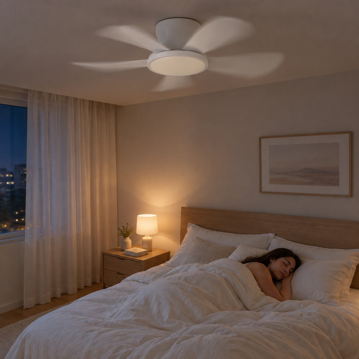 30 Inch Inverter Ceiling Fan with 40W LED Light Quiet, Full - Spectrum Eye - Care Lighting for Small Bedroom/Living Room - Image 2 Image
