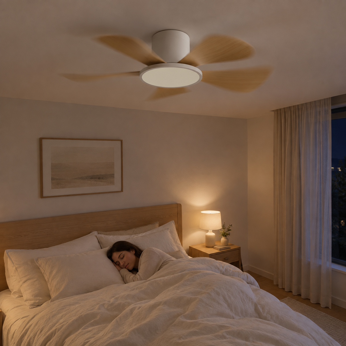 30 Inch Inverter Ceiling Fan with 40W LED Light Quiet, Full - Spectrum Eye - Care Lighting for Small Bedroom/Living Room - Image 2 Image