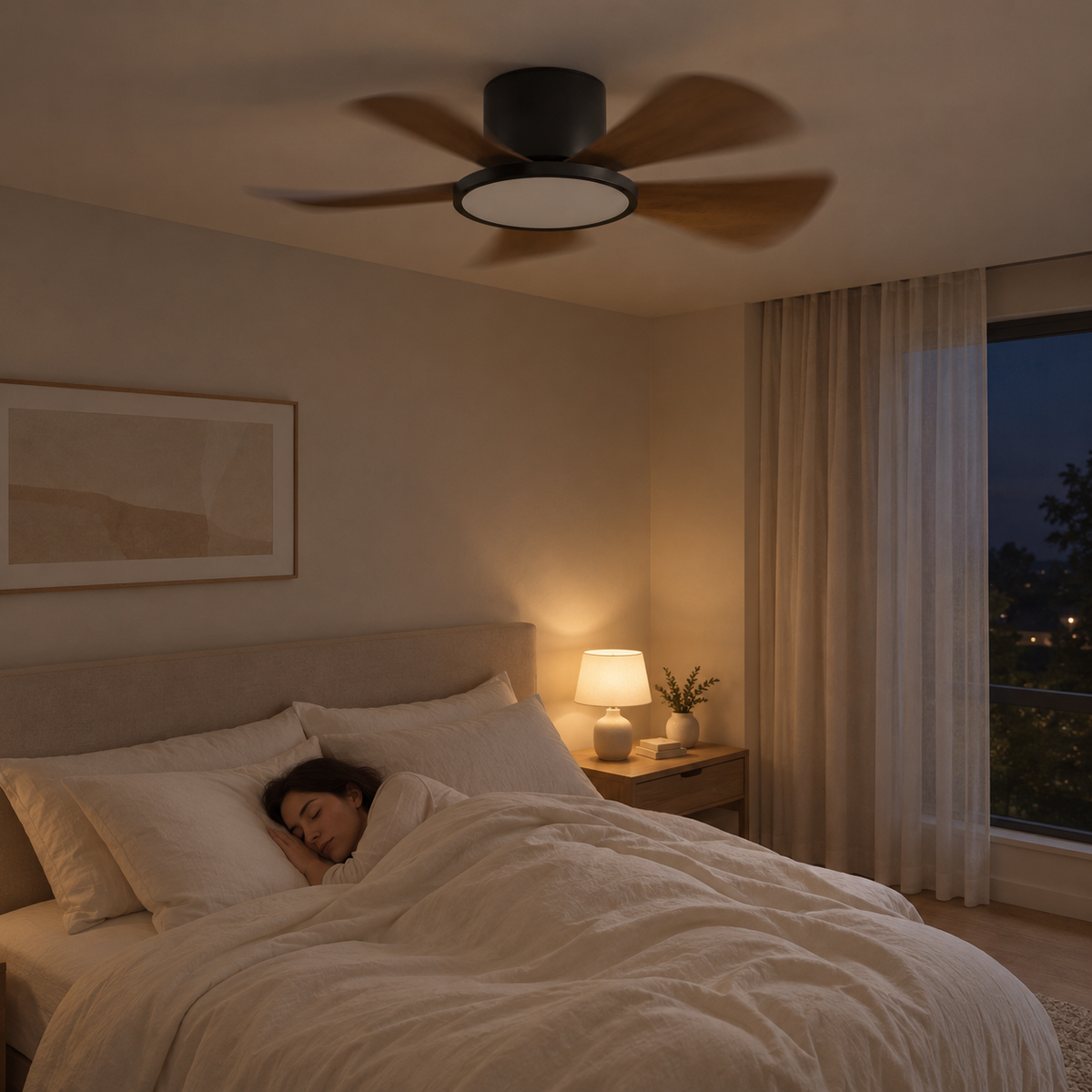 30 Inch Inverter Ceiling Fan with 40W LED Light Quiet, Full - Spectrum Eye - Care Lighting for Small Bedroom/Living Room - Image 2 Image