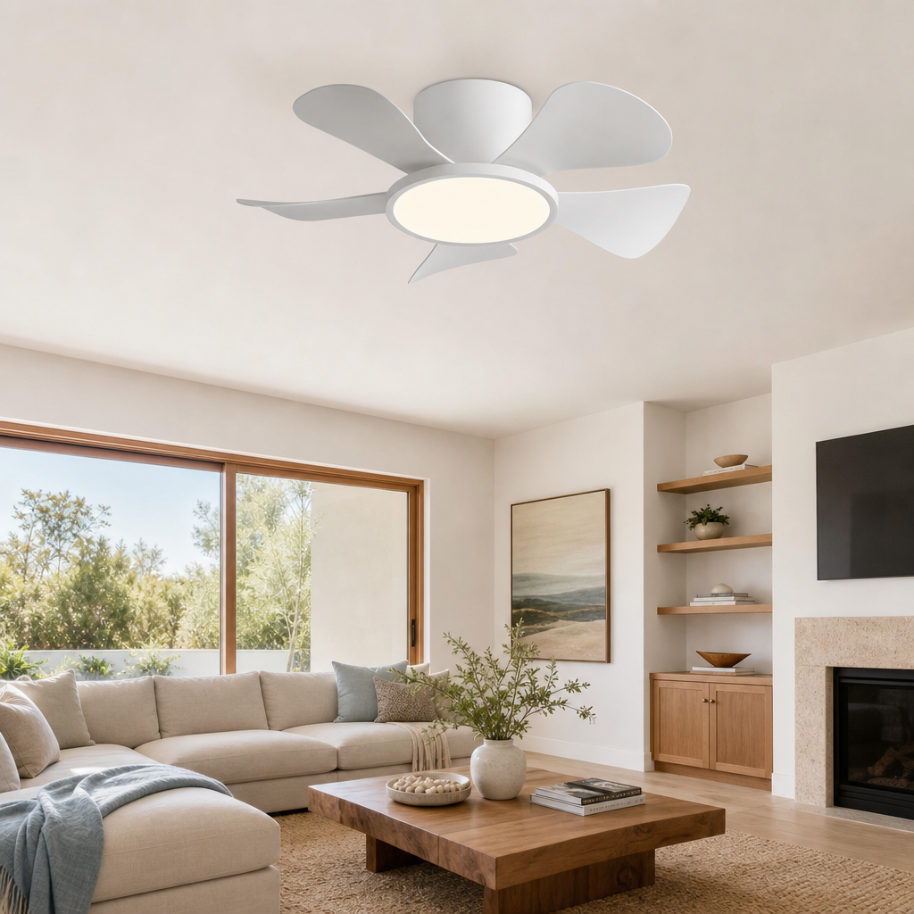 30 Inch Inverter Ceiling Fan with 40W LED Light Quiet, Full - Spectrum Eye - Care Lighting for Small Bedroom/Living Room - Salon
