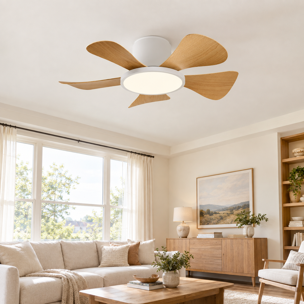 30 Inch Inverter Ceiling Fan with 40W LED Light Quiet, Full - Spectrum Eye - Care Lighting for Small Bedroom/Living Room - Salon