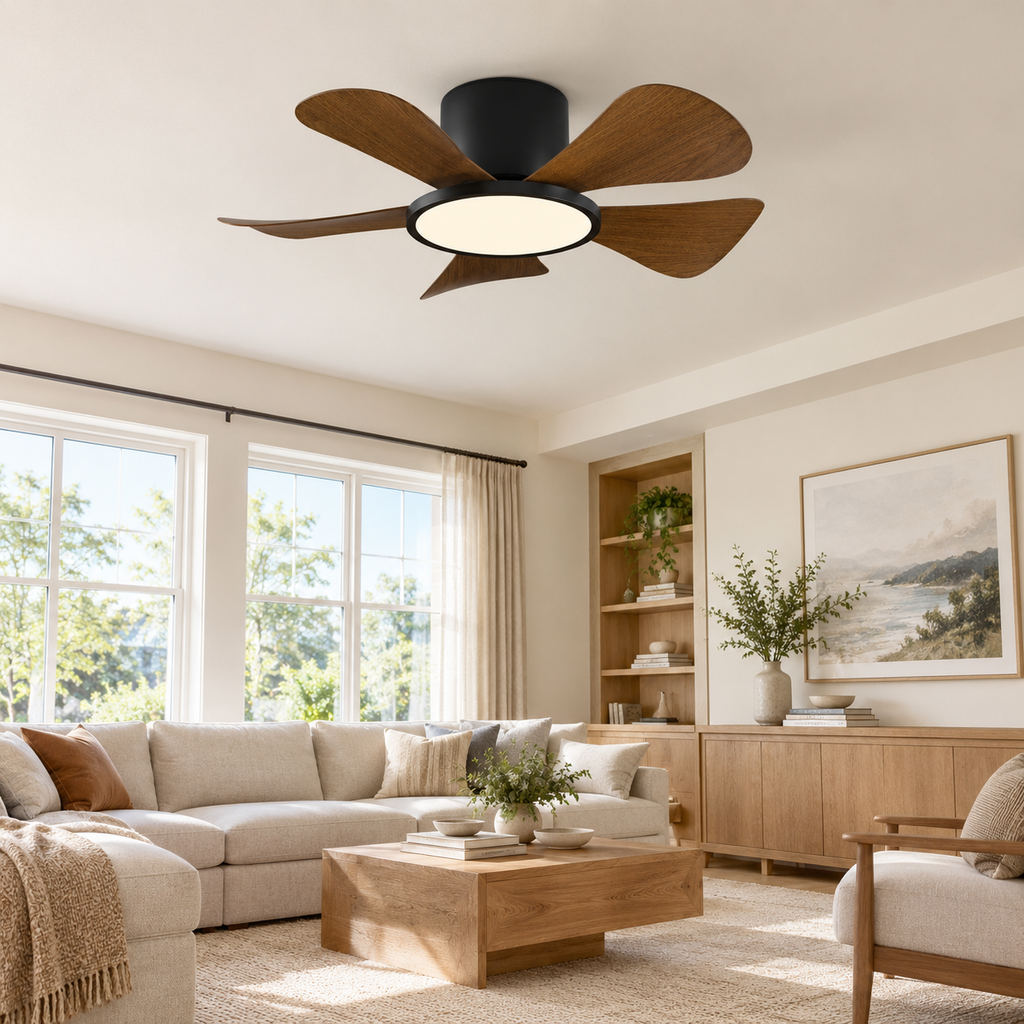 30 Inch Inverter Ceiling Fan with 40W LED Light Quiet, Full - Spectrum Eye - Care Lighting for Small Bedroom/Living Room - Salon