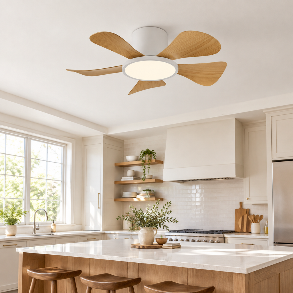 30 Inch Inverter Ceiling Fan with 40W LED Light Quiet, Full - Spectrum Eye - Care Lighting for Small Bedroom/Living Room - Cuisine