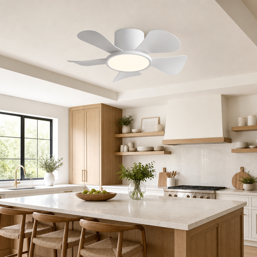 30 Inch Inverter Ceiling Fan with 40W LED Light Quiet, Full - Spectrum Eye - Care Lighting for Small Bedroom/Living Room - Cuisine