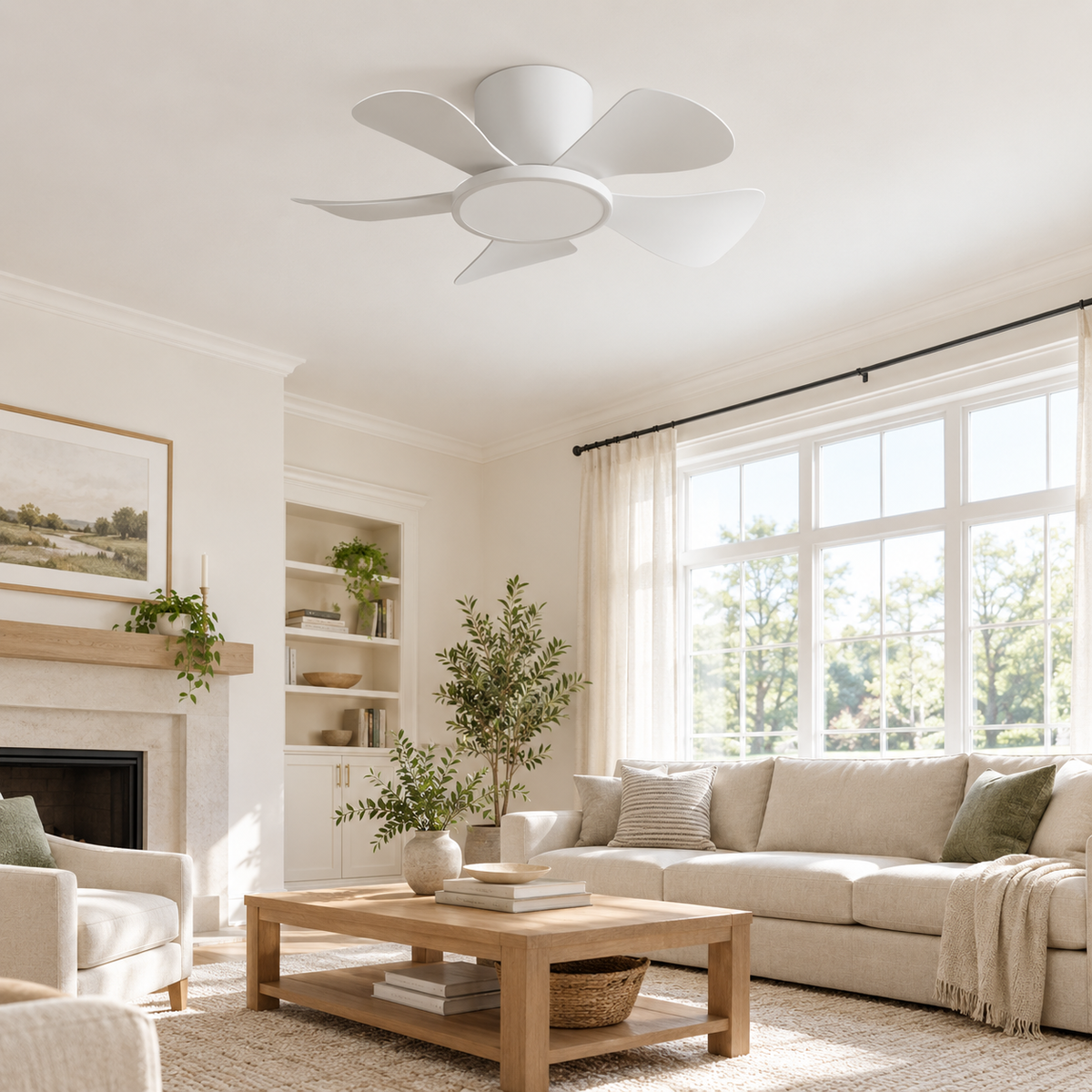 30 Inch Inverter Ceiling Fan with 40W LED Light Quiet, Full - Spectrum Eye - Care Lighting for Small Bedroom/Living Room - Image 1 Image