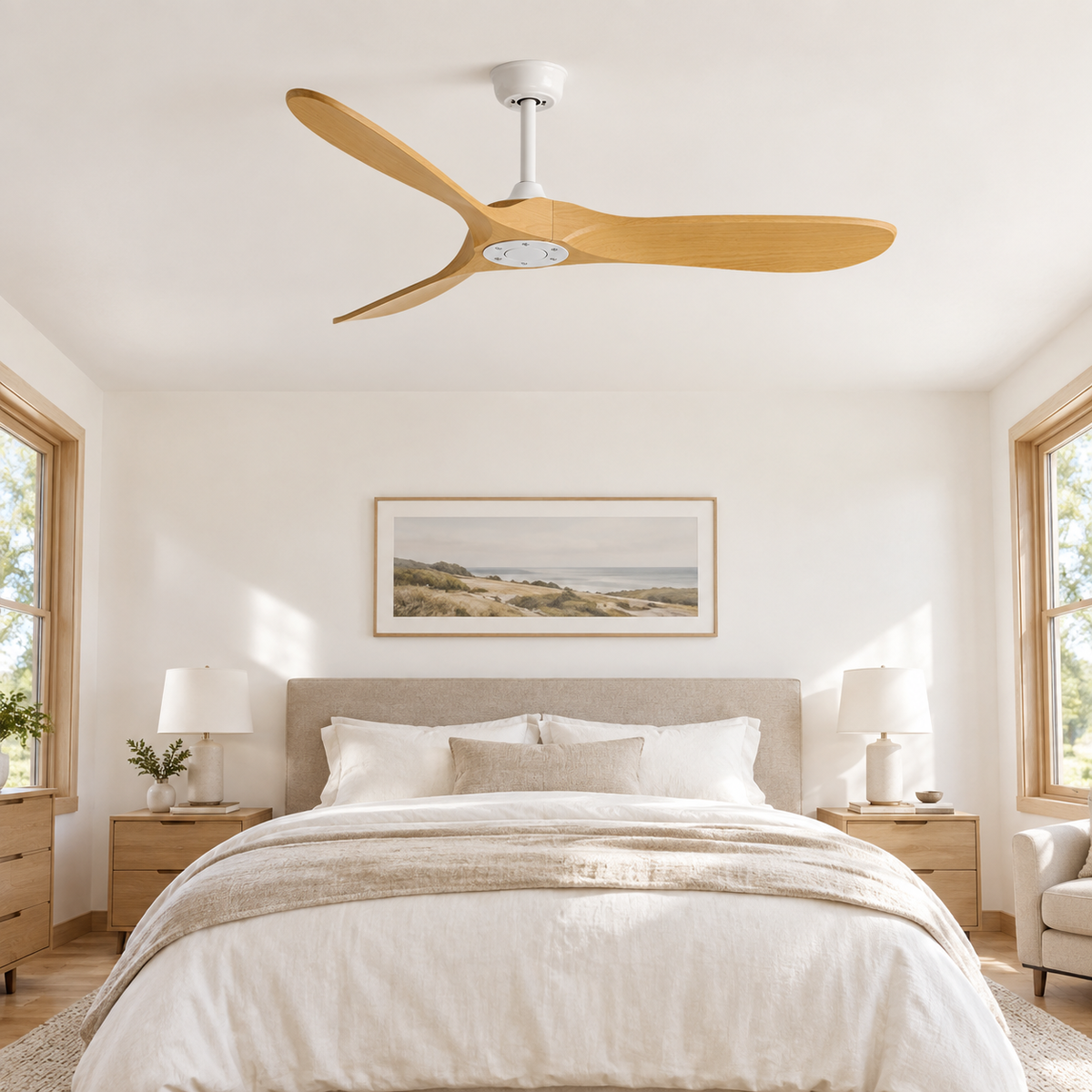 36/42/52/60 Inch Ceiling Fan Industrial Vintage ABS Ventilator No Light Remote Control Decorative Blower Retro Large Fans - Chambre