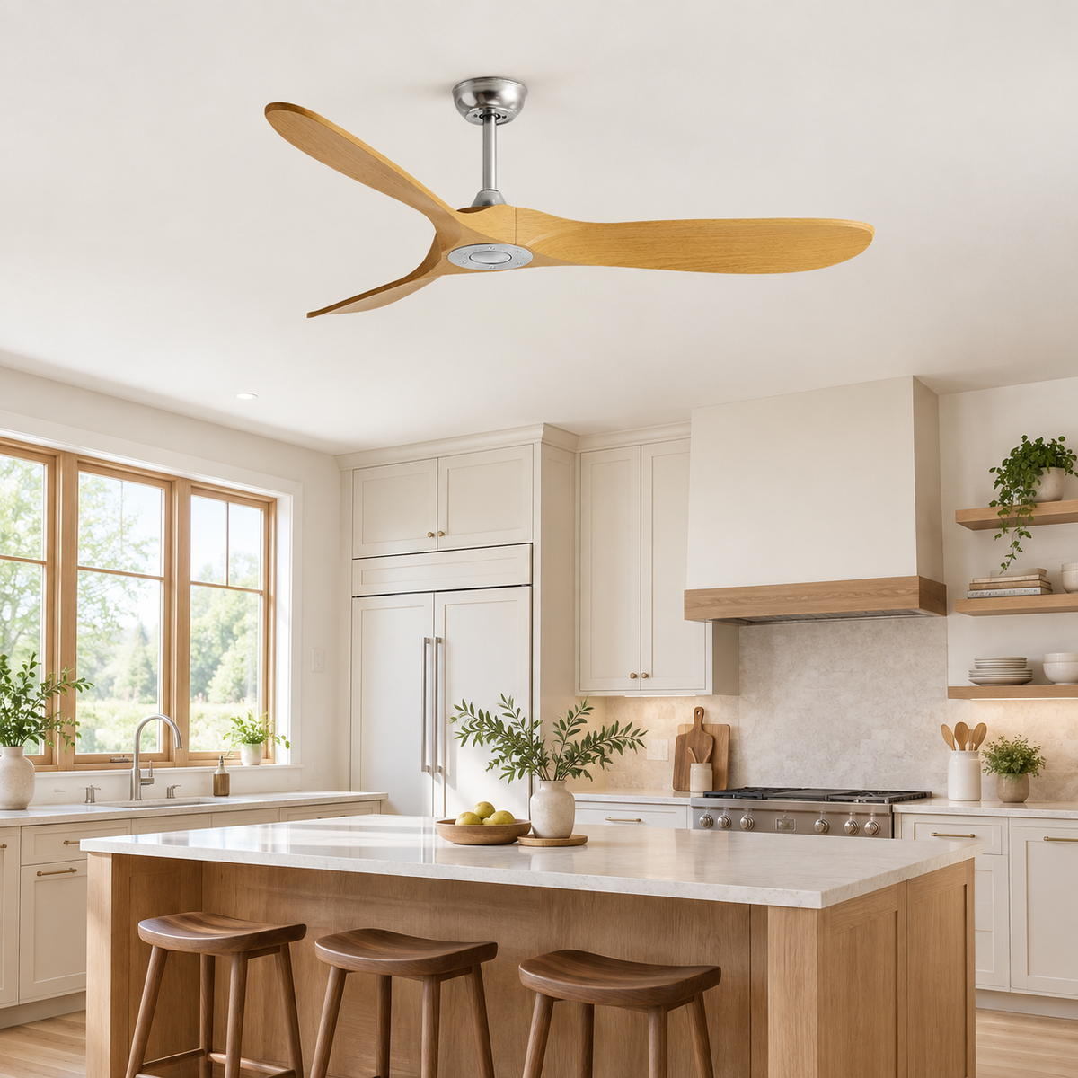 36/42/52/60 Inch Ceiling Fan Industrial Vintage ABS Ventilator No Light Remote Control Decorative Blower Retro Large Fans - Cuisine