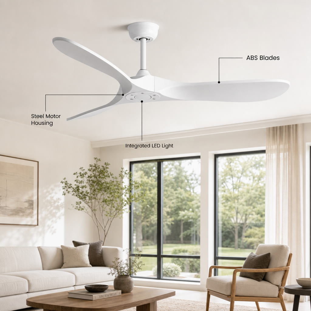 36/42/52/60 Inch Ceiling Fan Industrial Vintage ABS Ventilator No Light Remote Control Decorative Blower Retro Large Fans - Specs