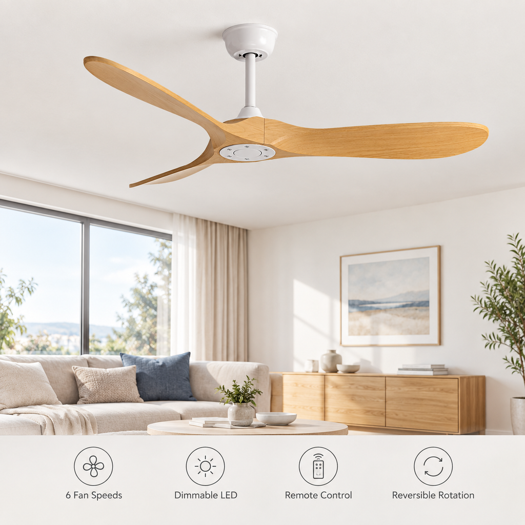 36/42/52/60 Inch Ceiling Fan Industrial Vintage ABS Ventilator No Light Remote Control Decorative Blower Retro Large Fans - Fonctionnalitées