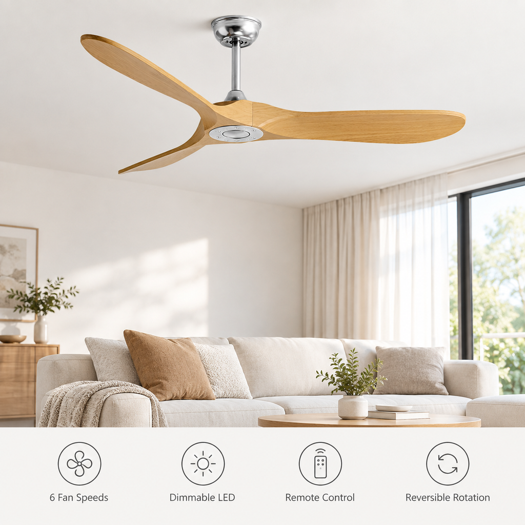 36/42/52/60 Inch Ceiling Fan Industrial Vintage ABS Ventilator No Light Remote Control Decorative Blower Retro Large Fans - Fonctionnalitées