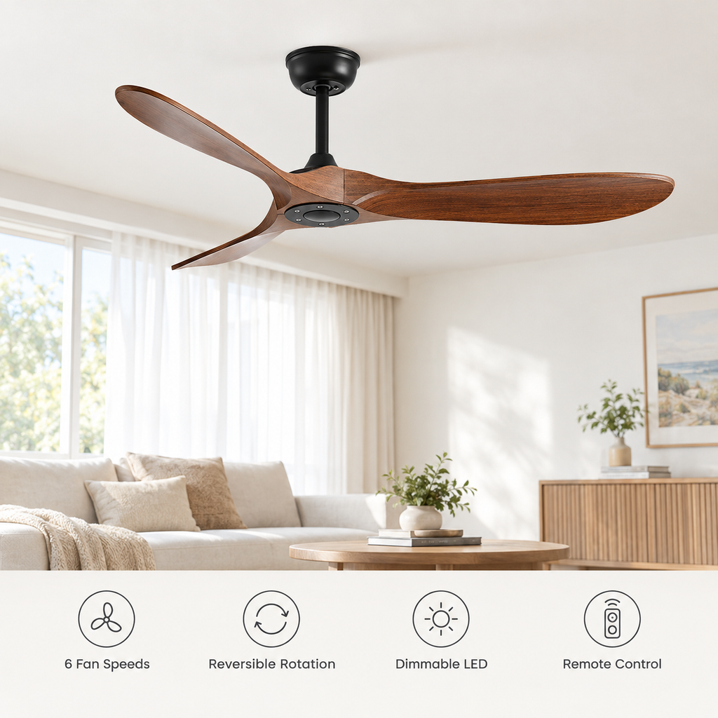 36/42/52/60 Inch Ceiling Fan Industrial Vintage ABS Ventilator No Light Remote Control Decorative Blower Retro Large Fans - Fonctionnalitées