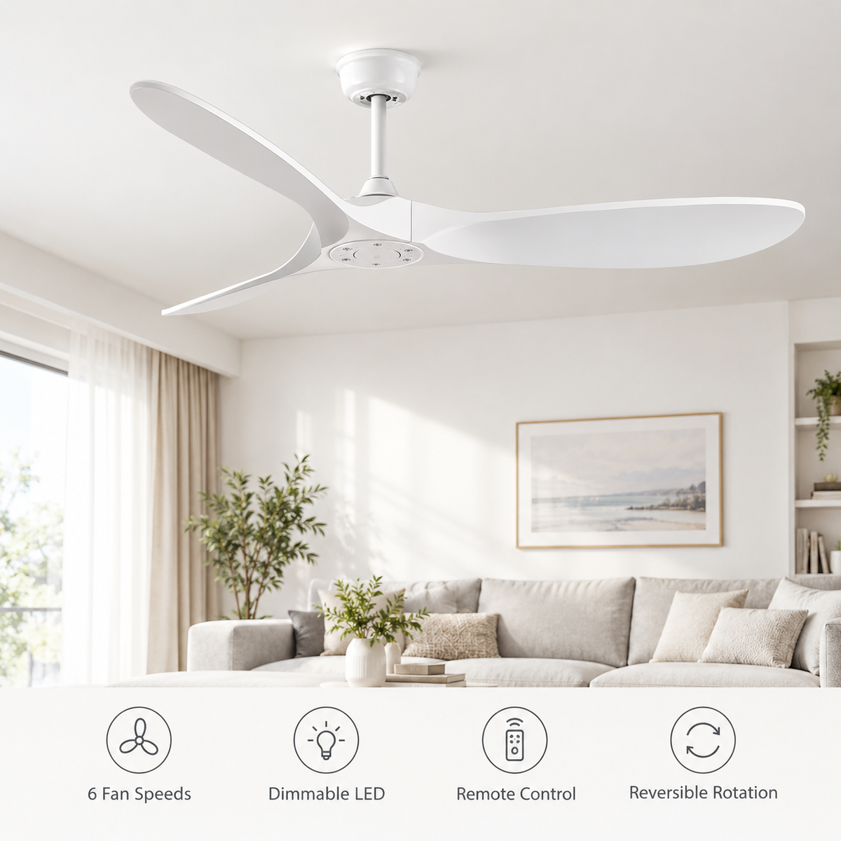 36/42/52/60 Inch Ceiling Fan Industrial Vintage ABS Ventilator No Light Remote Control Decorative Blower Retro Large Fans - Fonctionnalitées