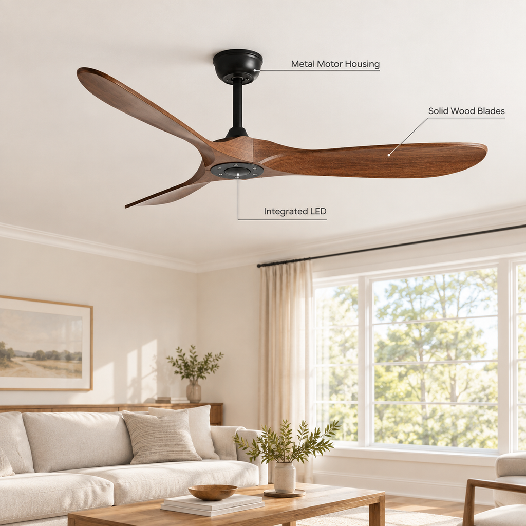 36/42/52/60 Inch Ceiling Fan Industrial Vintage ABS Ventilator No Light Remote Control Decorative Blower Retro Large Fans - Specs