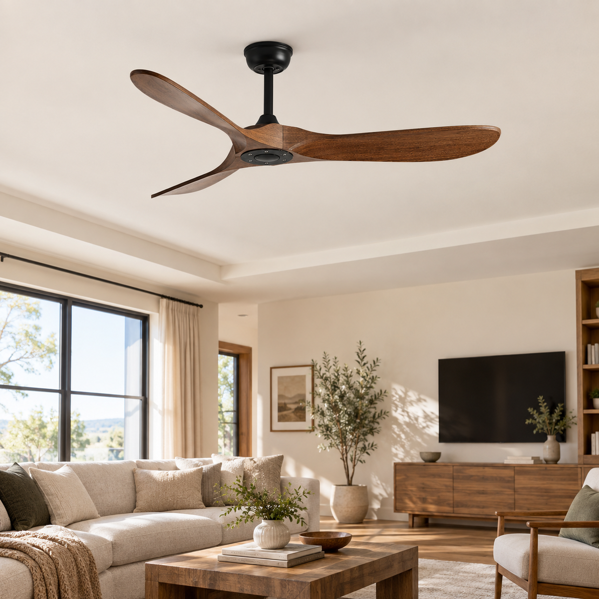36/42/52/60 Inch Ceiling Fan Industrial Vintage ABS Ventilator No Light Remote Control Decorative Blower Retro Large Fans - Salon