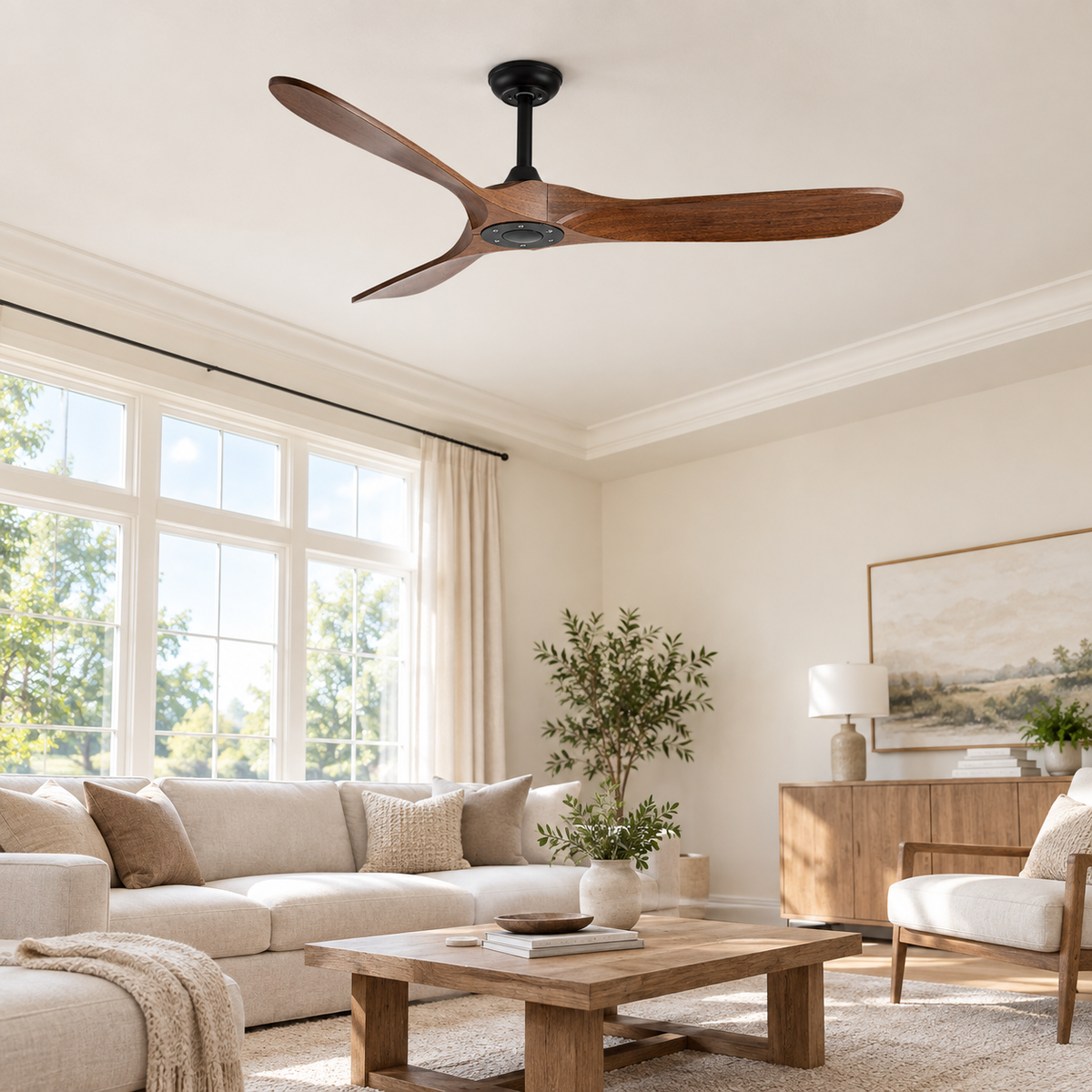 36/42/52/60 Inch Ceiling Fan Industrial Vintage ABS Ventilator No Light Remote Control Decorative Blower Retro Large Fans - Image 1 Image