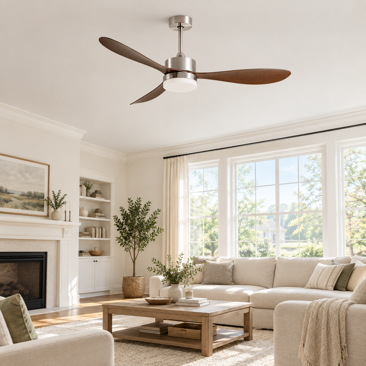 36/42/52 Inch Ceiling Fan Industrial Vintage ABS Ventilator with Light Remote Control Decorative Blower Retro Large Fans - Image 1 Image