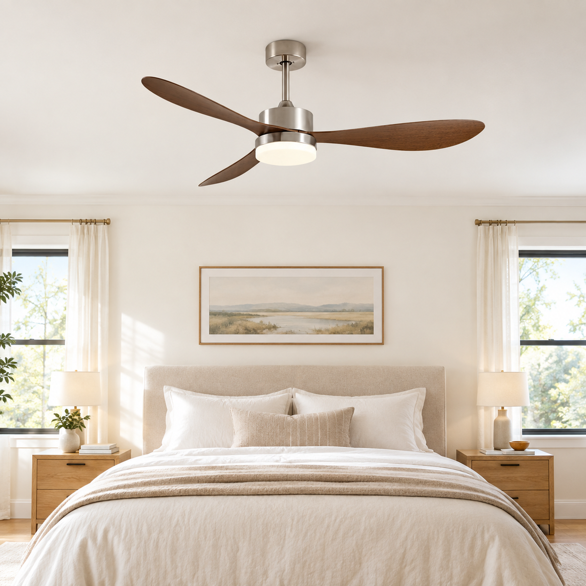 36/42/52 Inch Ceiling Fan Industrial Vintage ABS Ventilator with Light Remote Control Decorative Blower Retro Large Fans - Chambre