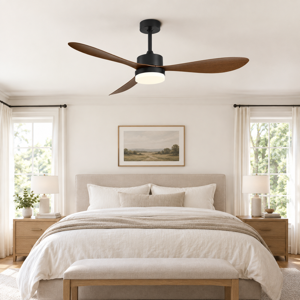 36/42/52 Inch Ceiling Fan Industrial Vintage ABS Ventilator with Light Remote Control Decorative Blower Retro Large Fans - Chambre