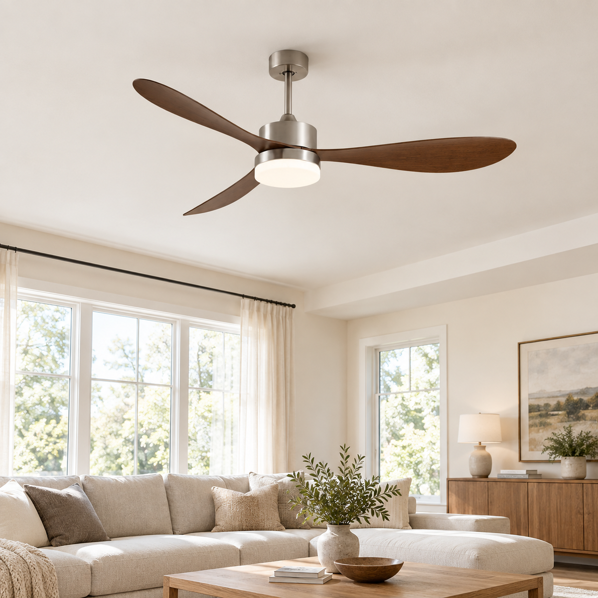 36/42/52 Inch Ceiling Fan Industrial Vintage ABS Ventilator with Light Remote Control Decorative Blower Retro Large Fans - Salon
