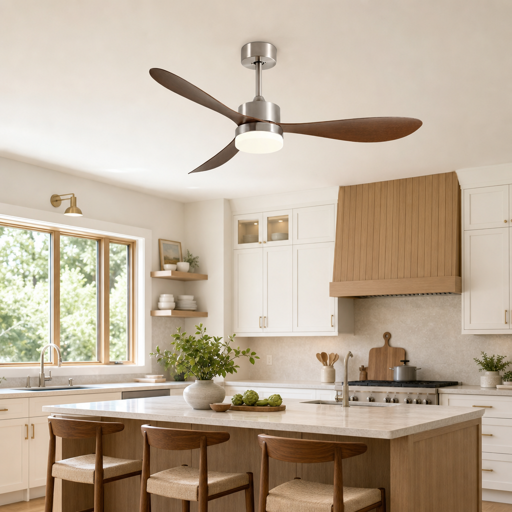 36/42/52 Inch Ceiling Fan Industrial Vintage ABS Ventilator with Light Remote Control Decorative Blower Retro Large Fans - Cuisine