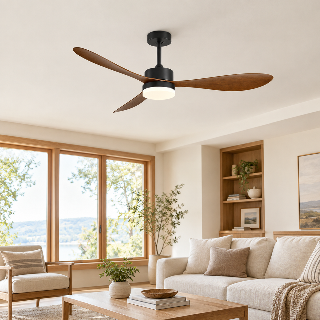 36/42/52 Inch Ceiling Fan Industrial Vintage ABS Ventilator with Light Remote Control Decorative Blower Retro Large Fans - Salon
