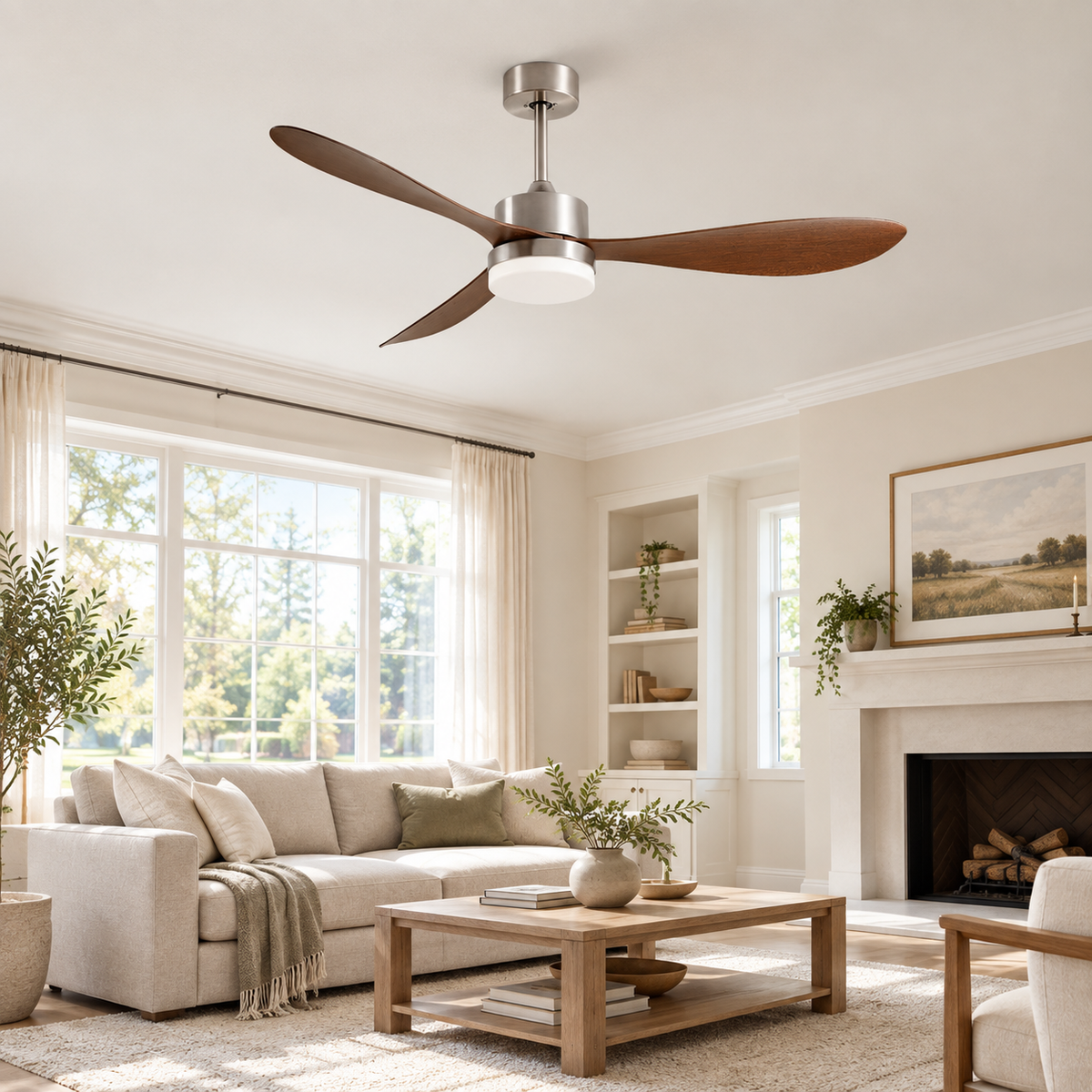 36/42/52 Inch Ceiling Fan Industrial Vintage ABS Ventilator with Light Remote Control Decorative Blower Retro Large Fans - Image 1 Image